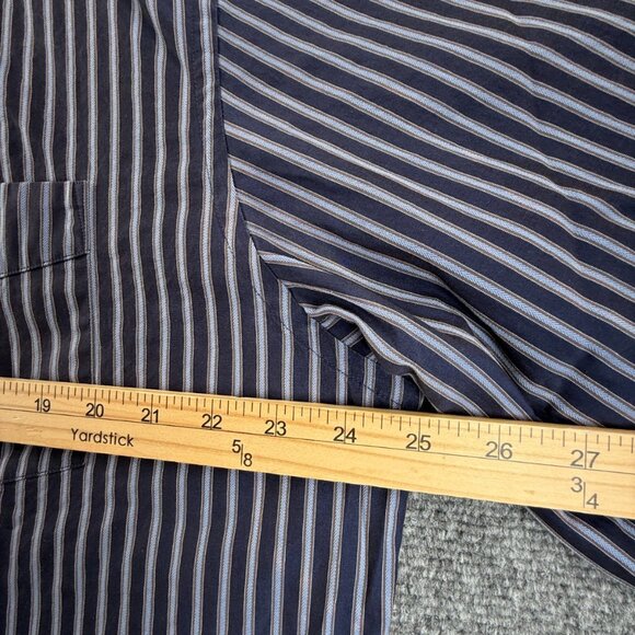 faconnable XLT Striped Cotton Blue Pocket Shirt Button Up Mens Long Sleeve Adult - Picture 6 of 12